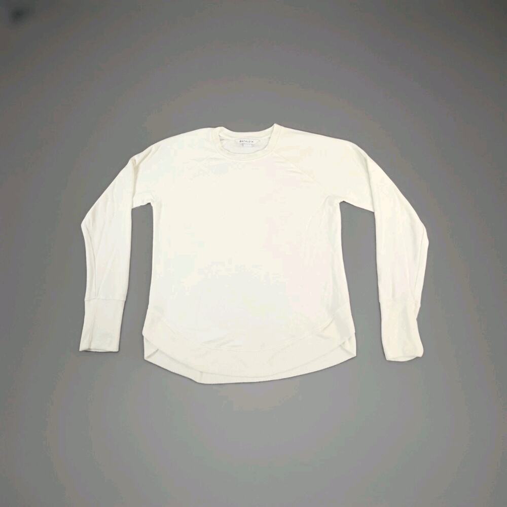 Athleta Women's Size XS White Crew Neck Top Relaxed Fit Yoga Long Sleeve Modal - Picture 1 of 9